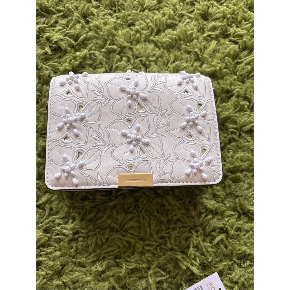 MICHAEL Michael Kors Jade Gusset Floral Sequined Leather Crossbody Clutch NWOT